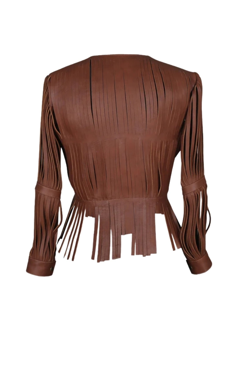 Ayla Leather Jacket Brown