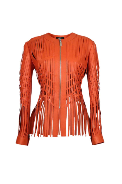 Attalea Leather Jacket Orange