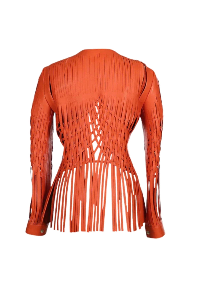 Attalea Leather Jacket Orange