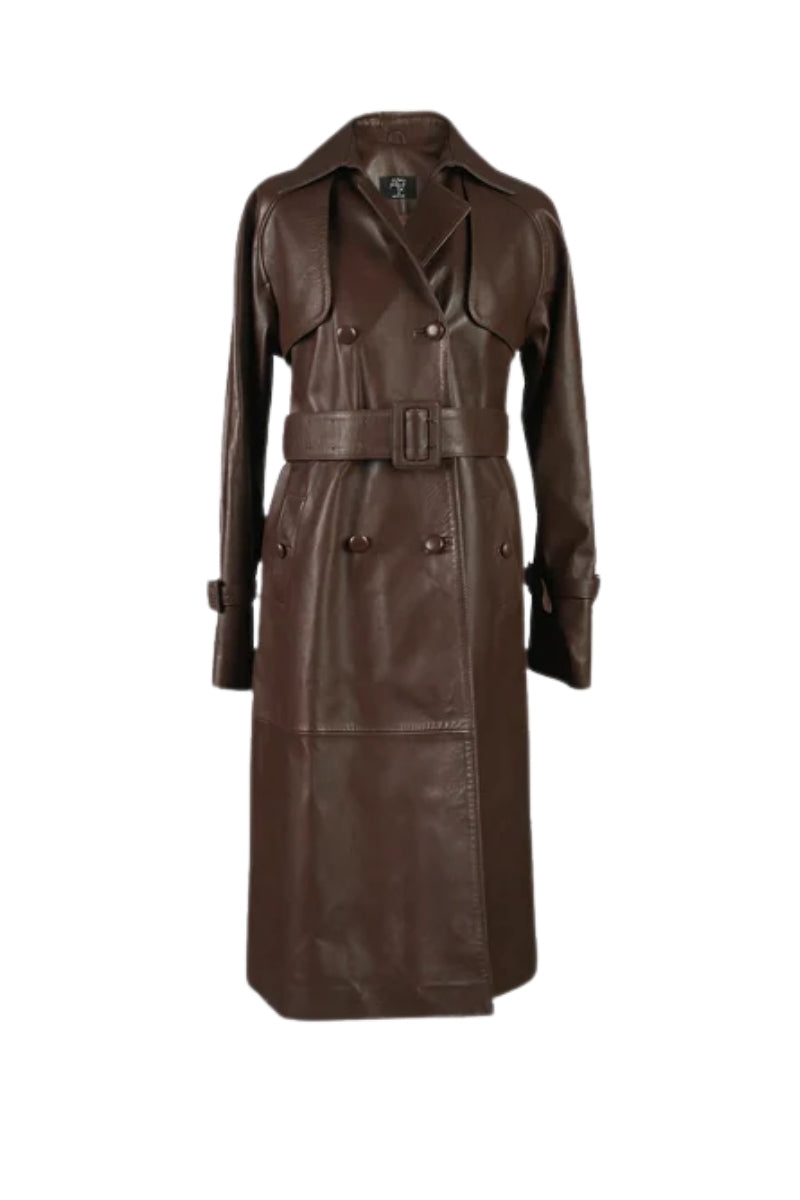 Dahlia Leather Coat Brown