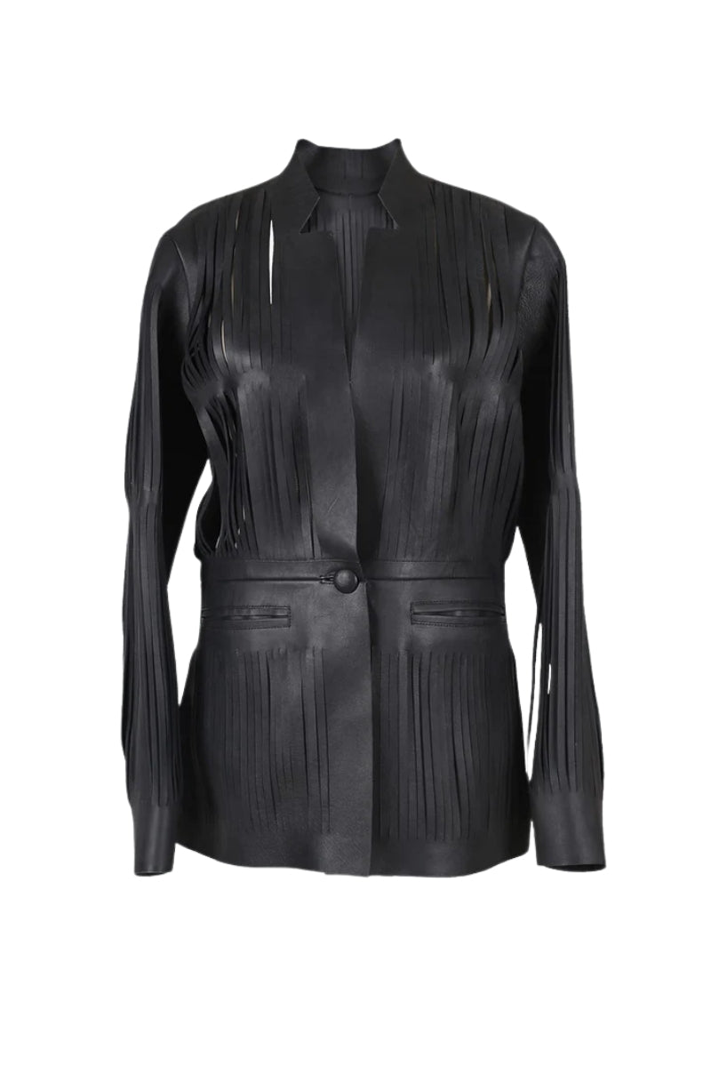 Ayla Leather Blazer Black