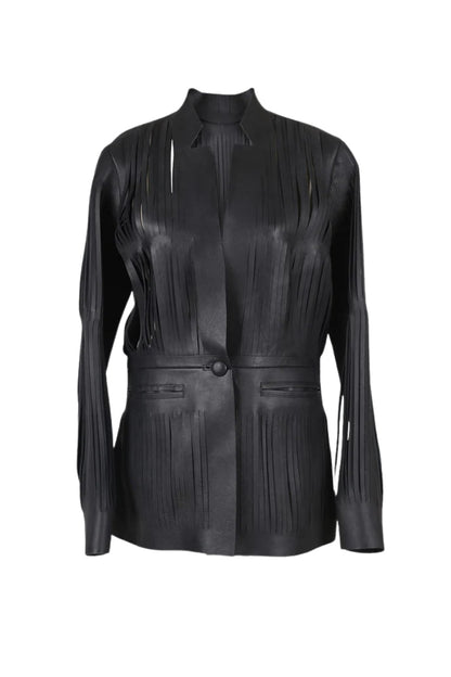 Ayla Leather Blazer Black