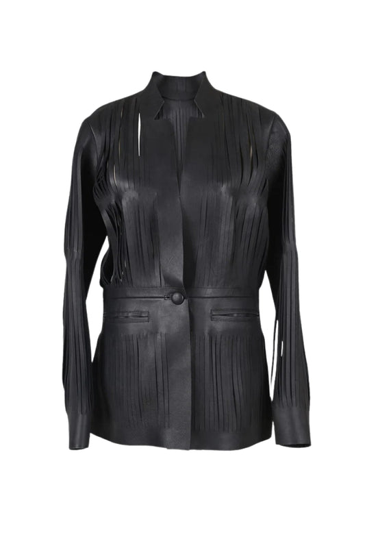 Ayla Leather Blazer Black