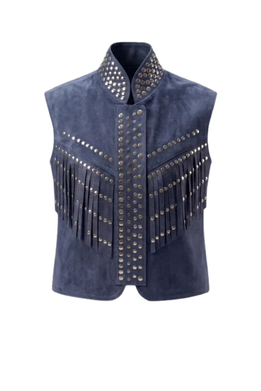 Ezra Suede Vest Blue