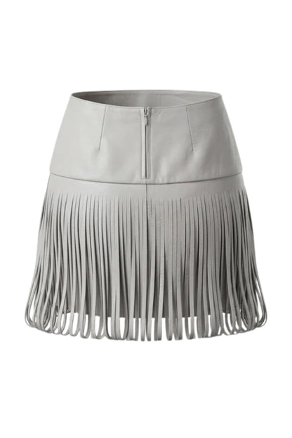 Ellie Leather Skirt White