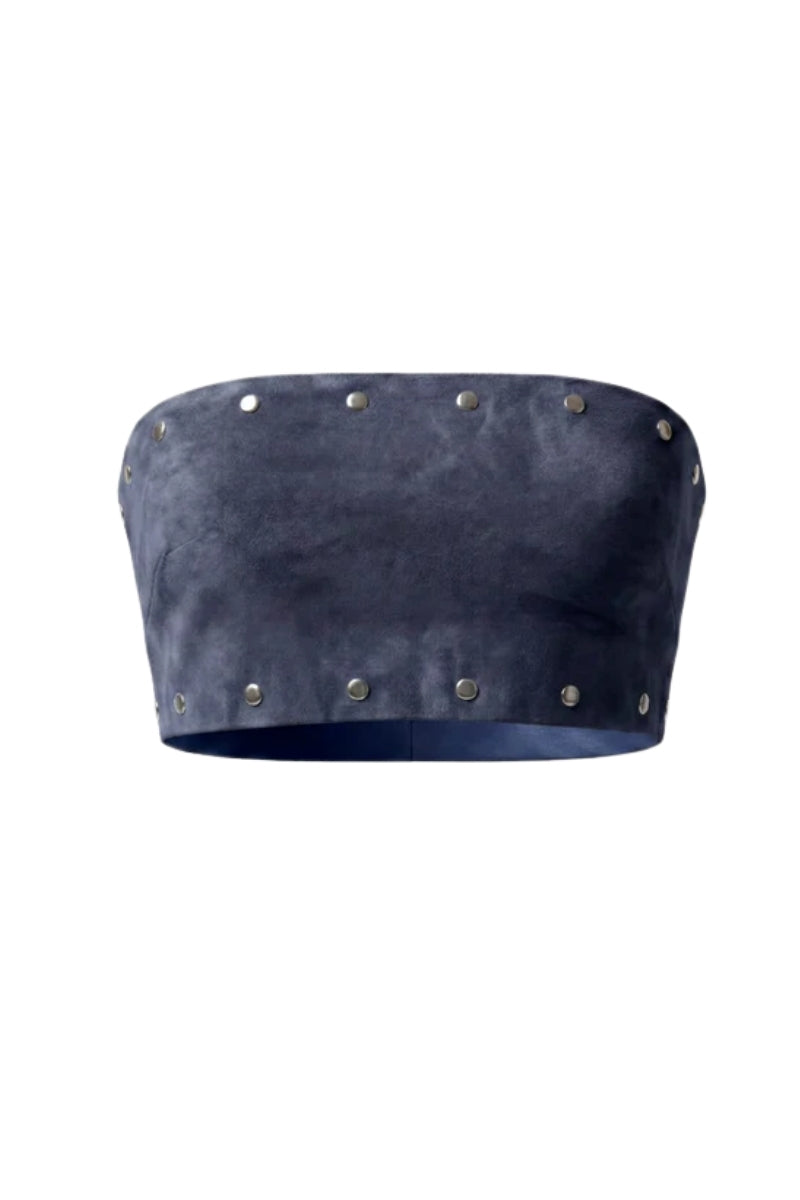 Amelia Suede Top Blue