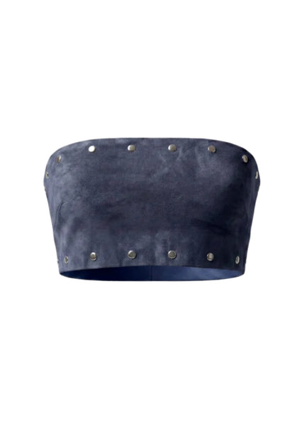Amelia Suede Top Blue