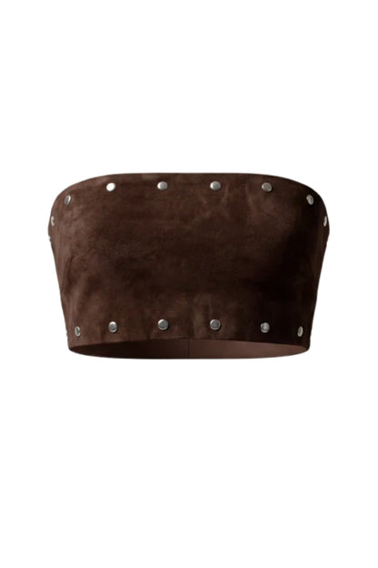 Amelia Suede Top Brown