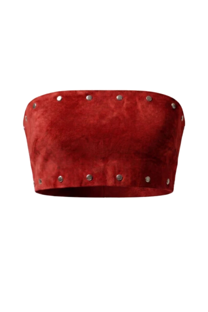 Amelia Suede Top Red