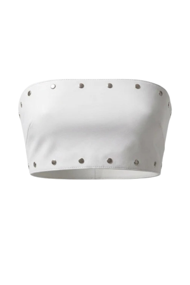 Amelia Leather Top White