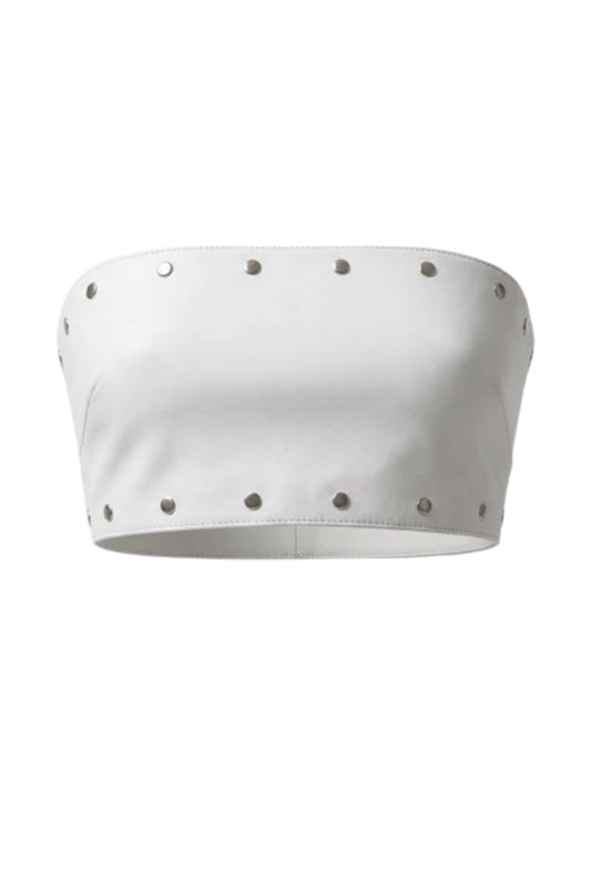 Amelia Leather Top White