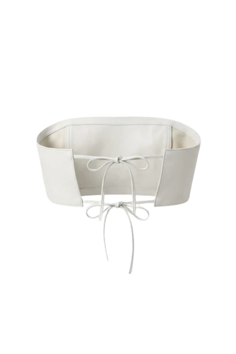 Amelia Leather Top White