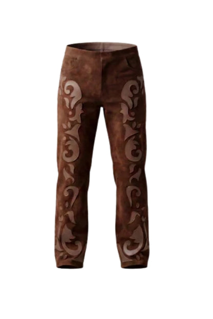 Double A x LJ Patchwork Brown Suede Pants