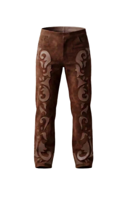 Double A x LJ Patchwork Brown Suede Pants