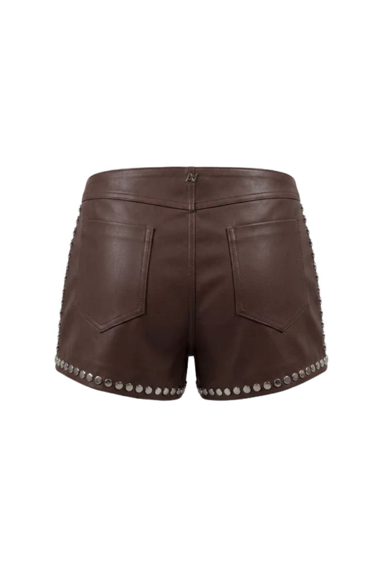 Double A x LJ Hedj Brown Leather Shorts