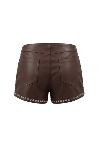 Double A x LJ Hedj Brown Leather Shorts