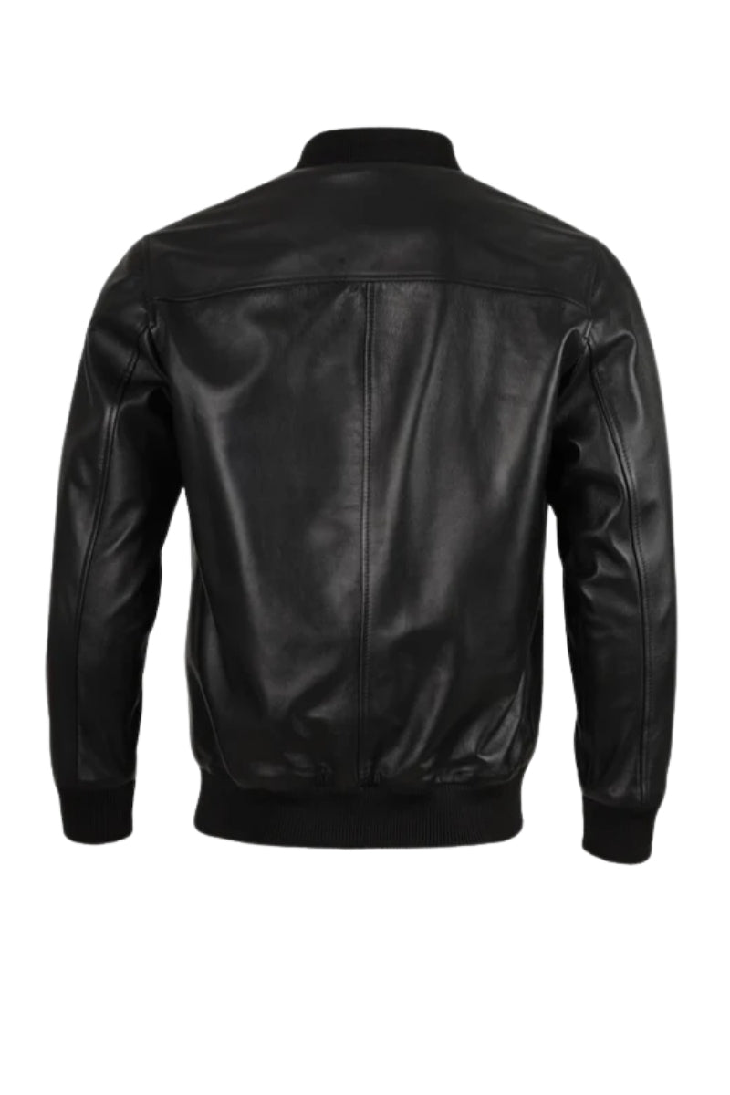 Bailey Bomber Leather Jacket Black
