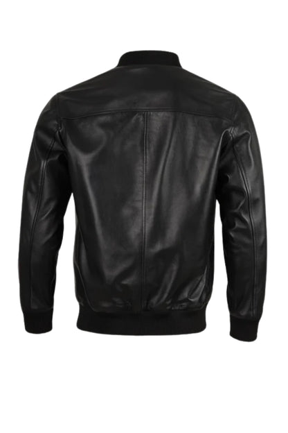 Bailey Bomber Leather Jacket Black