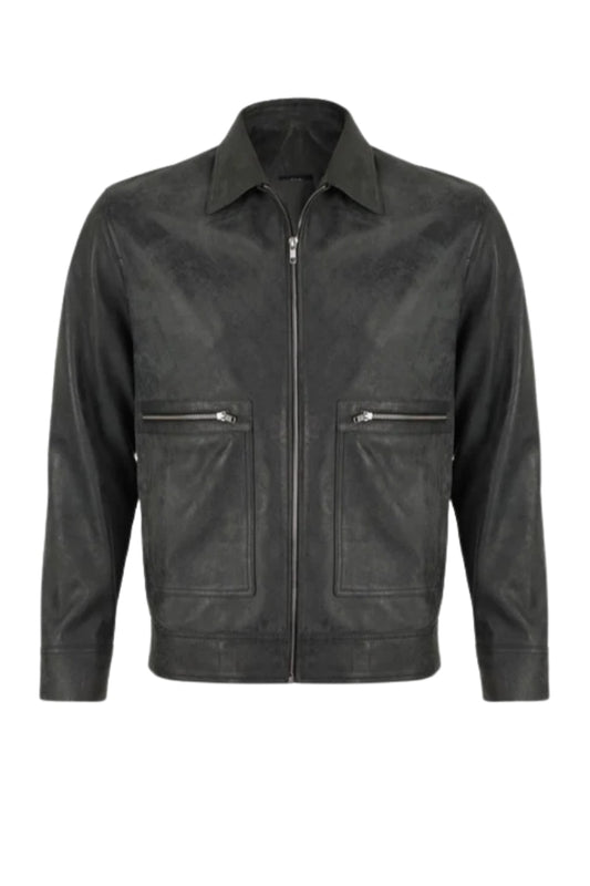 Logan Leather Jacket Washed grey