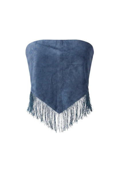 Fringes Suede Bandana Blue