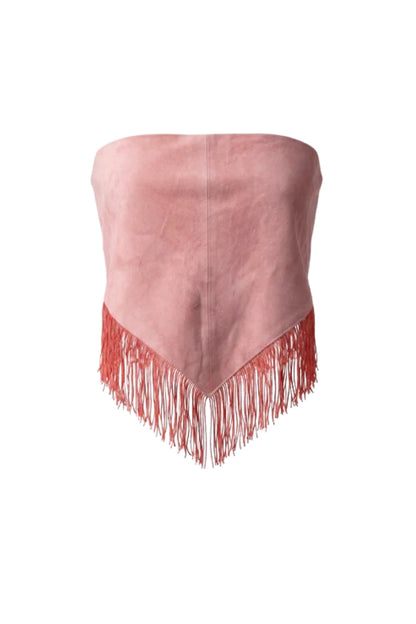 Fringes Suede Bandana Pink