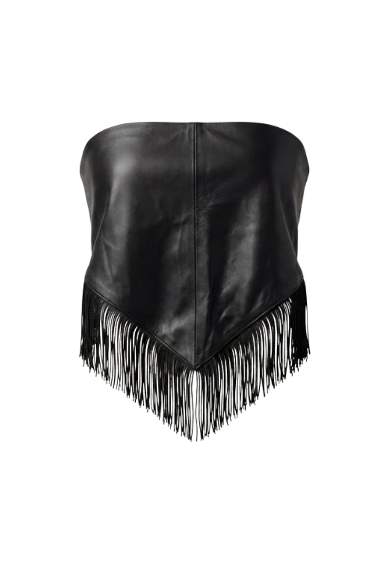 Fringes Leather Bandana Black