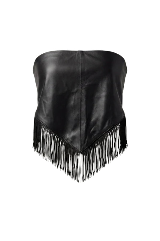 Fringes Leather Bandana Black