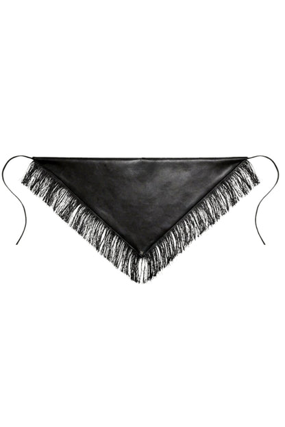 Fringes Leather Bandana Black