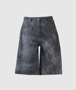 Callie Leather Bermuda Shorts Washed Grey