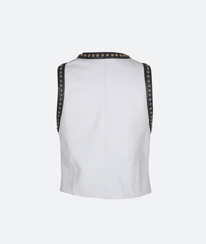 Yin Yang Studded Leather Vest