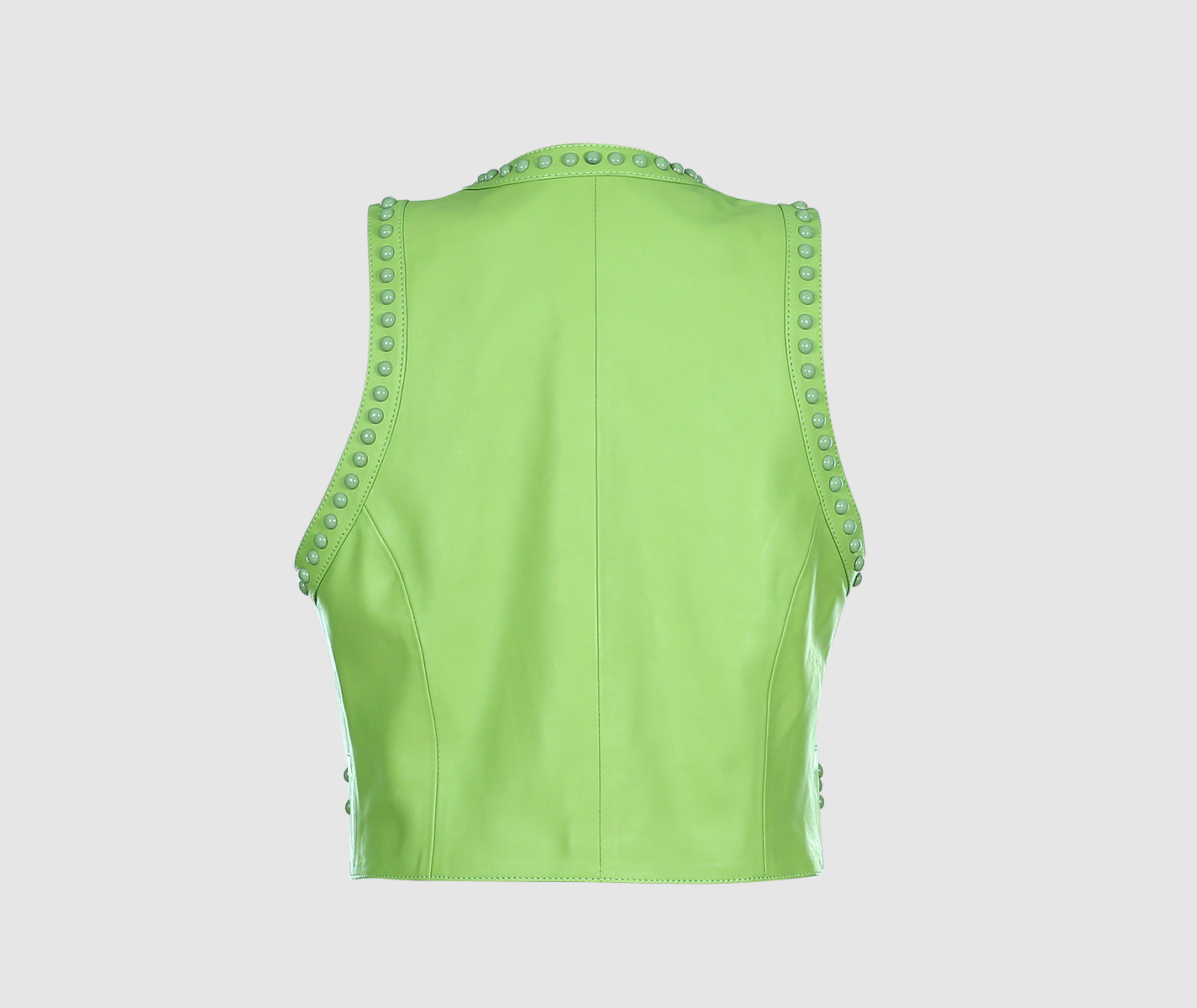 Yin Yang Studded Leather Vest Lime Green