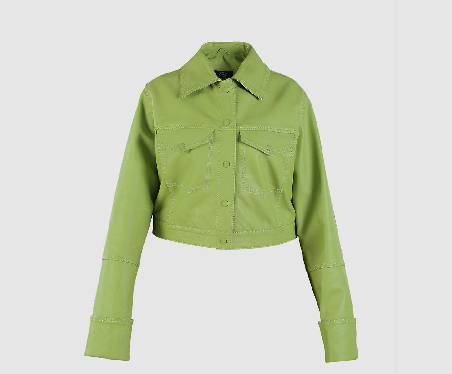 Zinnia Leather Jacket Lime green