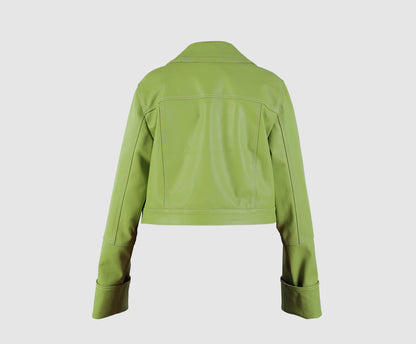 Zinnia Leather Jacket Lime green
