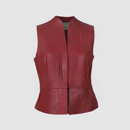 Ayla II Leather Vest Red
