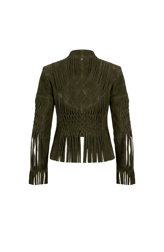 Attianna Suede Olive Jacket - Exclusively Online