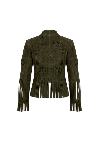 Attianna Suede Olive Jacket - Exclusively Online