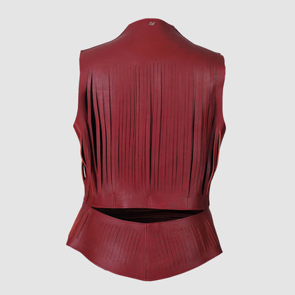 Ayla II Leather Vest Red