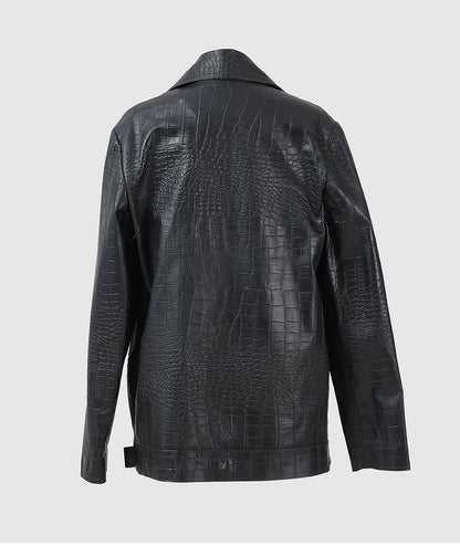 Madison Leather Jacket Black Croc