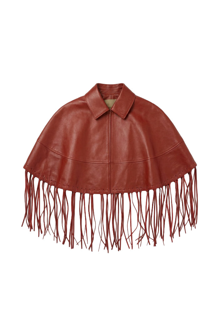 Ella Leather Cape Red
