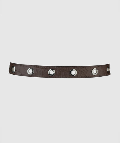 Eliza Leather Belt Brown Croc