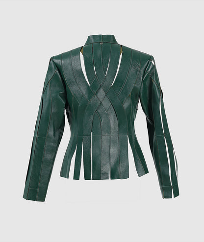 Brianna Leather Jacket Olive