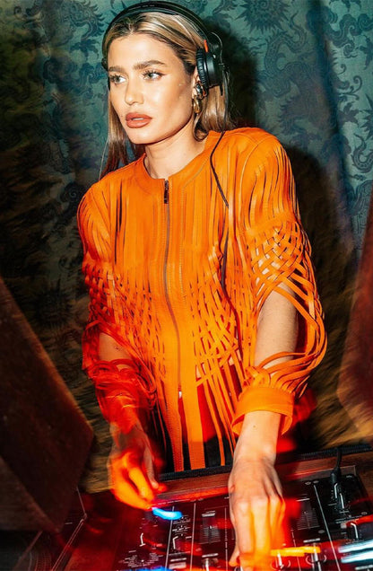 Attalea Leather Jacket Orange