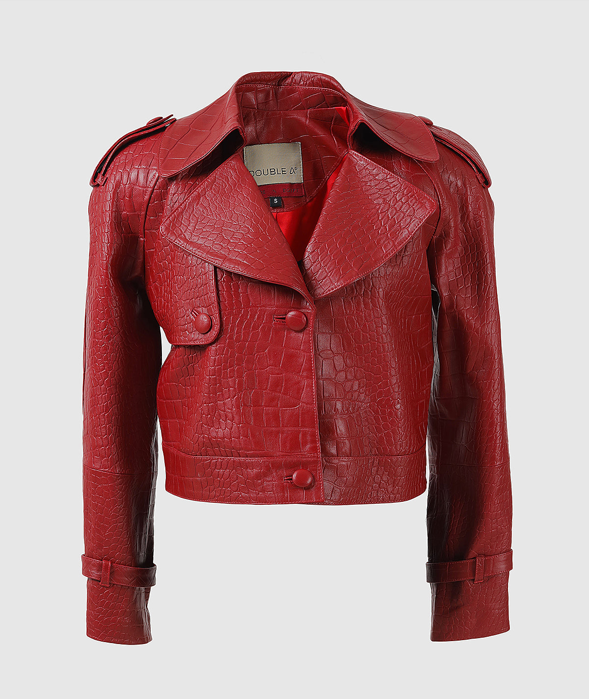 Audax Leather Jacket Red Croc