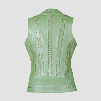 Kayla Leather Vest Electric Lime Green