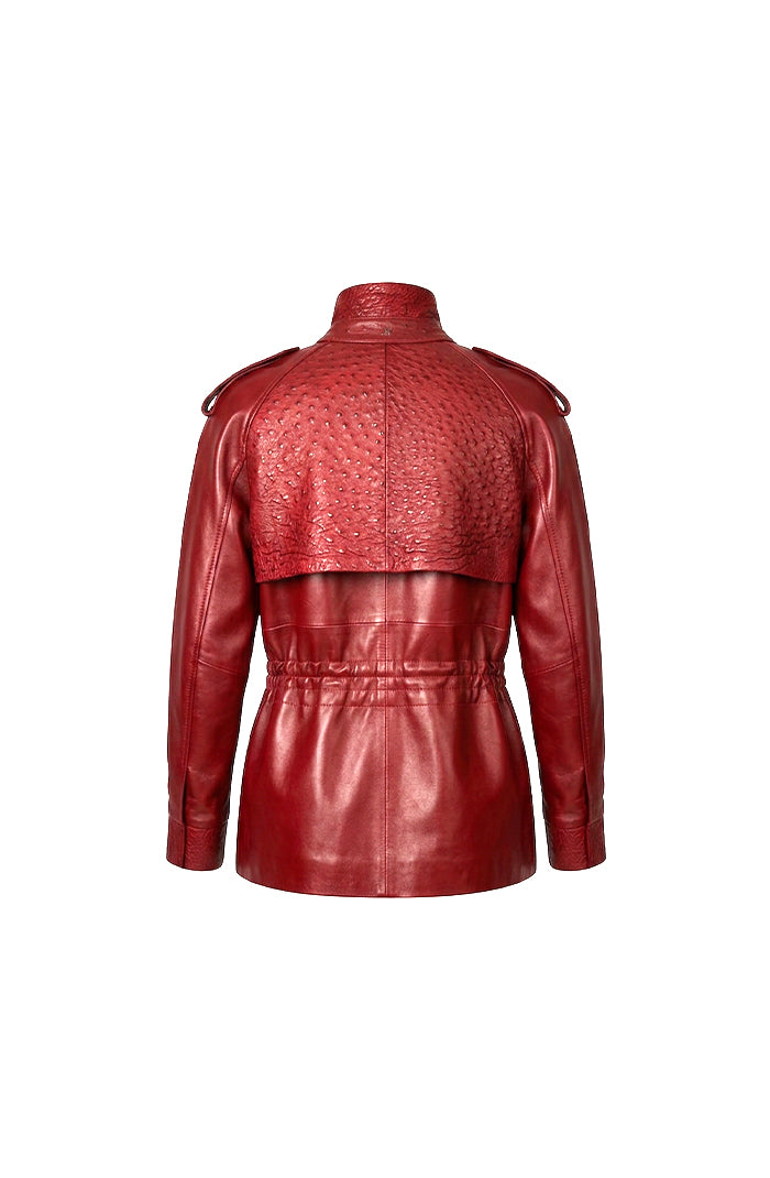 Gavin Leather Jacket Ostrich Red – Limited Edition