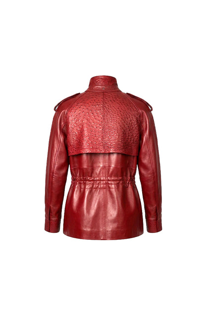 Gavin Leather Jacket Ostrich Red – Limited Edition