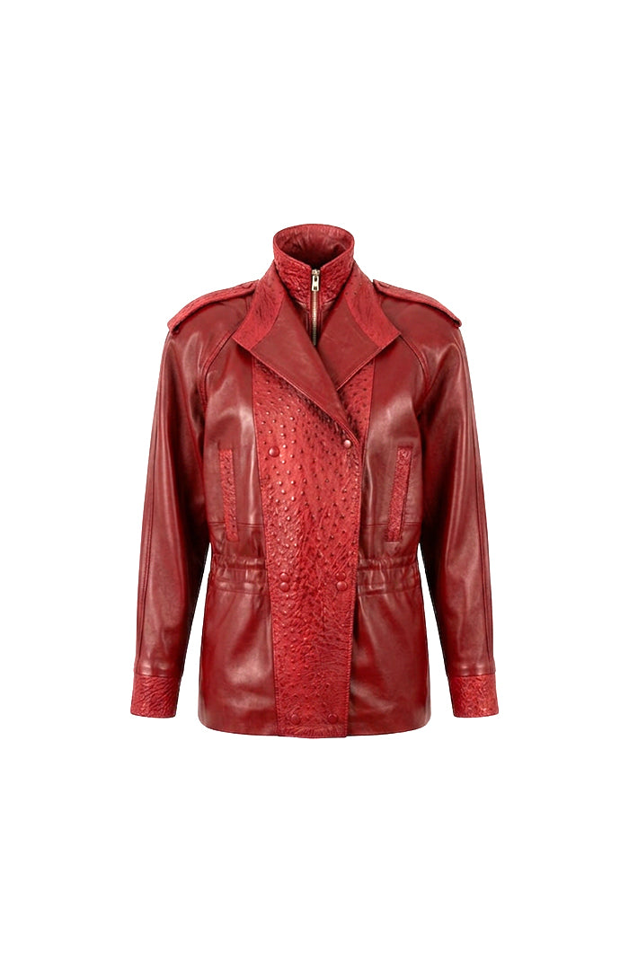 Gavin Leather Jacket Ostrich Red – Limited Edition
