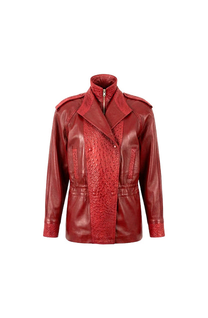 Gavin Leather Jacket Ostrich Red – Limited Edition