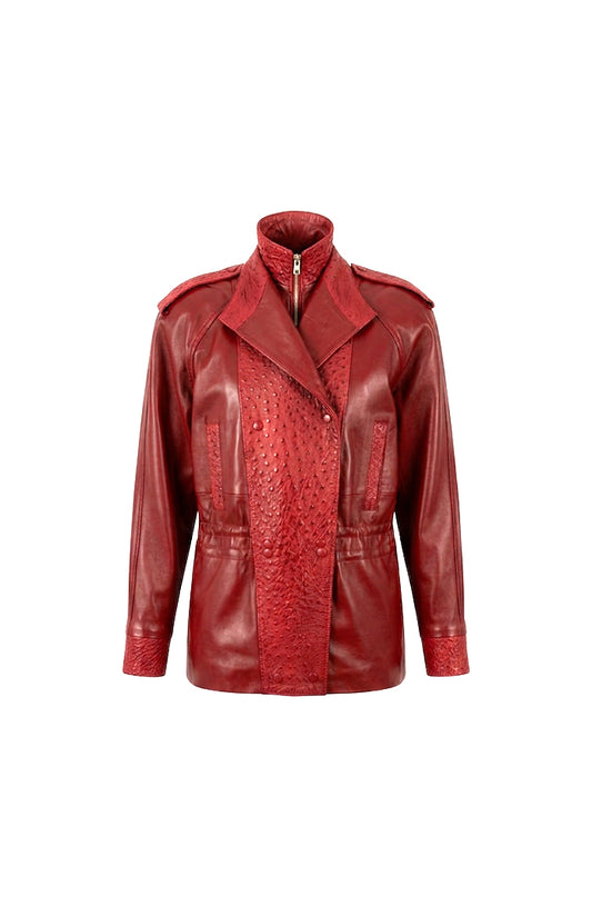 Gavin Leather Jacket Ostrich Red – Limited Edition