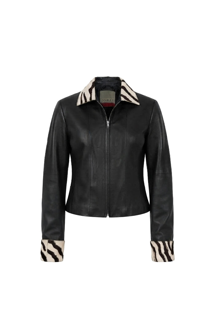 Harper II Leather Jacket Black x Zebra